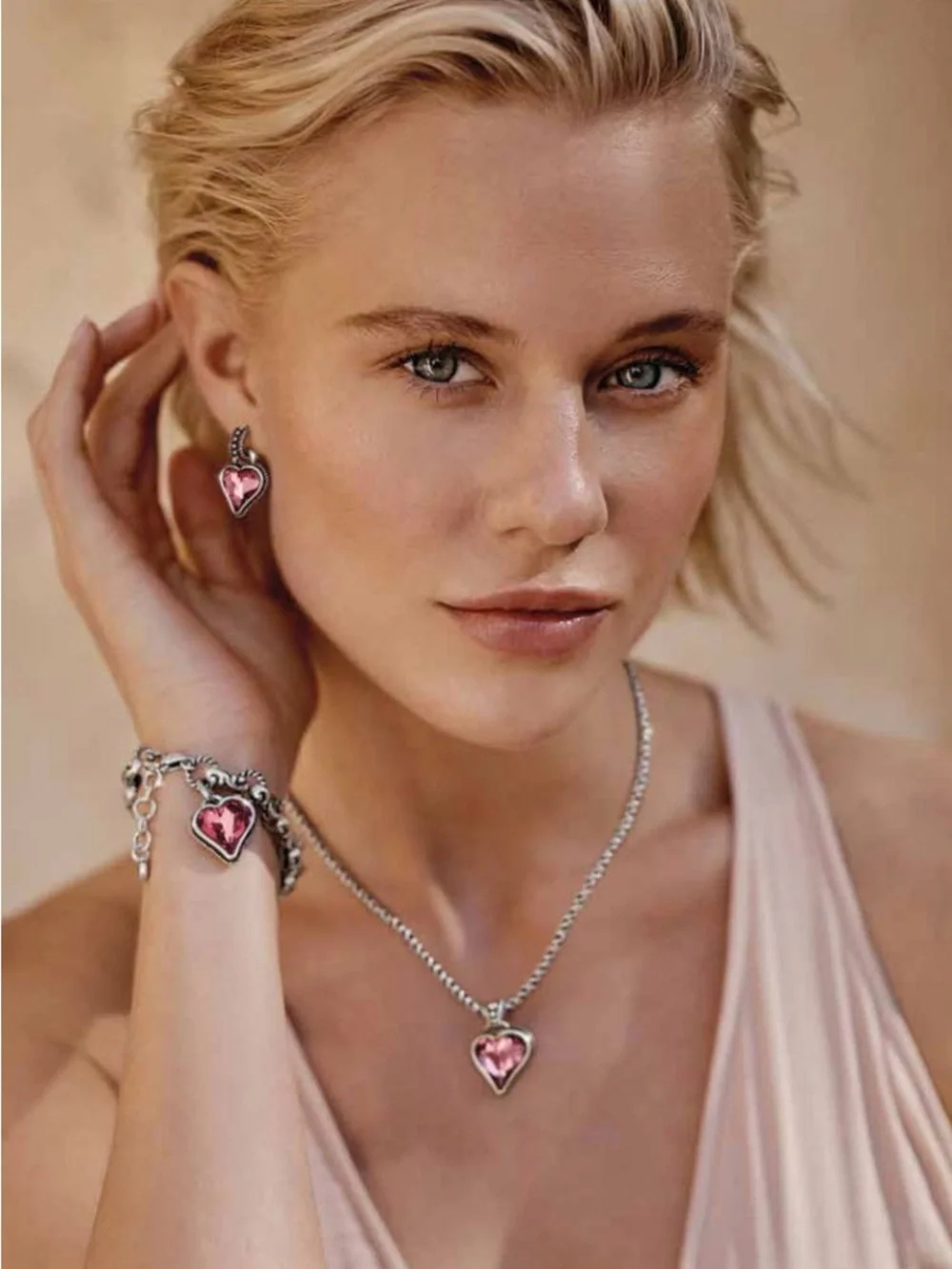 🆕💎RARE SET! BRIGHTON ‘BiBi Gem Heart’ VTG SLVR BLUE Swarovski Crystal Set!